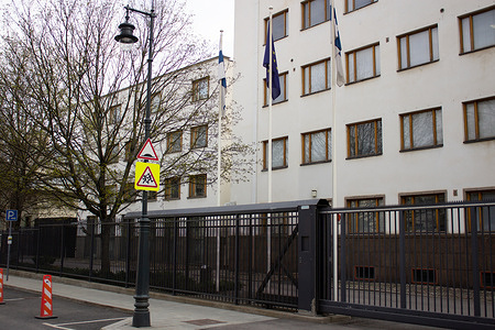 The Finnish Embassy in Moscow. The Republic of Finland became a member of the North Atlantic Treaty Organization on 4 April 2023.