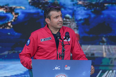 Selçuk Bayraktar, Chairman of the Board of Directors at Baykar, is giving a speech during the festival. Transforming the historic Golcuk Naval Base in Kocaeli into a hub of maritime innovation, the TEKNOFEST "Blue Homeland" festival ran from August 20 to 23, seamlessly merging Ankara's strategic naval ambitions with the engineering prowess of its next generation.