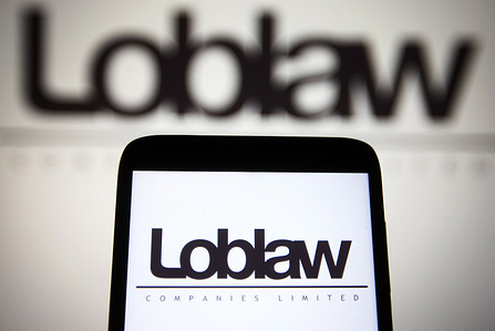 In this photo illustration, a Loblaw Companies Limited logo of a Canadian food retailer seen displayed on a smartphone.