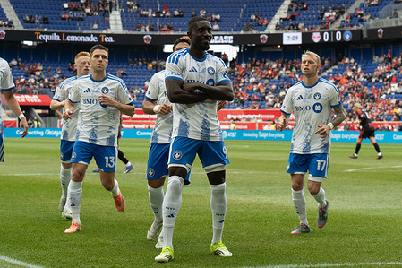 Victor Loturi of CF Montreal celebrates during the Red Bull New York football match between RBNY and CF Montréal at Sports Illustrated Stadium. Final score RBNY 0 : 3 CF Montréal.