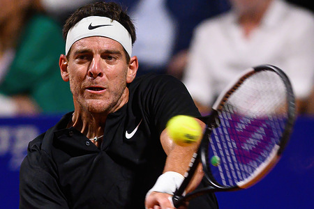 Juan Martin Del Potro seen in action during an Argentina Open tennis match at Guillermo Vilas Stadium.
Federico Delbonis won 6-1/6-3
