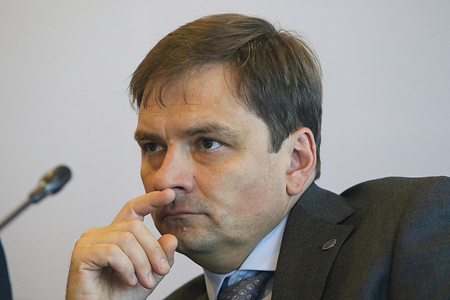 Mikhail Konstantinov, Executive Vice President of the Gazprombank (Joint Stock Company) attends a session on The Strategy of Import Substitution in the Oil and Gas industry in the framework of the St. Petersburg International Gas Forum 2022 (SPIGF 2022). St. Petersburg International Gas Forum (SPIGF) is the top 5 biggest convention and exhibition project that aims to outline strategies and plans for further development of the oil and gas industry. This year, SPIGF has 700 speakers from 20 countries who will host more than 80 events. This year is their 11th run of SPIGF, which started in 2011.