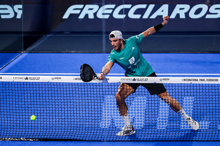 Alejandro Galan of Spain seen in action during Milano Premiere Padel P1 match between Clement Geens of Belgium, Alejandro Jerez Carnero of Spain Vs Federico Chingotto of Argentina and Alejandro Galan of Spain at Allianz Cloud Arena. Final score Federico Chingotto 6 : 6 Alejandro Galan