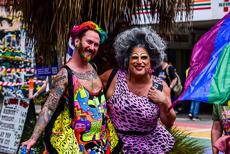 Colourful people are seen marching in the Pride parade 2026, part of LGBTQ+ community's Midsumma Festival.