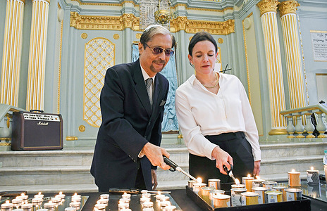 Members of Jewish community light candles at Keneseth Eliyahoo Synagogue on the occasion of International Holocaust Rememberance Day in Mumbai. The International Holocaust Rememberance Day is an international memorial day on 27 January that commemorates the systematic extermination of 6 million Jews, representing two-thirds of Europe's Jewish population, alongside the deaths of millions of others perpetrated by the Nazi regime and its collaborators between 1933 and 1945. This day is observed each year to commemorate the liberation of Auschwitz-Birkenau, the largest Nazi concentration and extermination camp. It was designated by United Nations General Assembly resolution 60/7 on 1 November 2005.