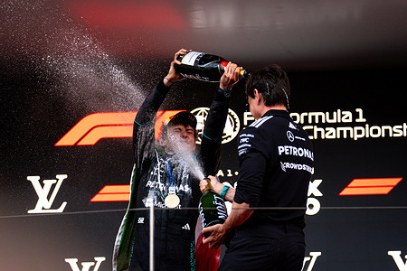 Andrea Kimi Antonelli (ITA) (Mercedes-AMG Petronas F1 Team) on the podium after the race of the Formula 1 Louis Vuitton Grand Prix de Monaco 2026 at the Circuit de Monaco.