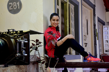 Indian film actress 'Shraddha Kapoor' seen on the sets of her upcoming film about an Indian badminton player Saina Nehwal's biopic shooting at Madh Island in Mumbai.