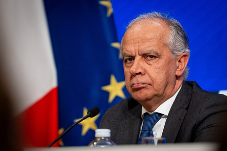 Interior Minister Matteo Piantedosi addresses a press conference after the approval of the Security Package by the Council of Ministers at Palazzo Chigi.