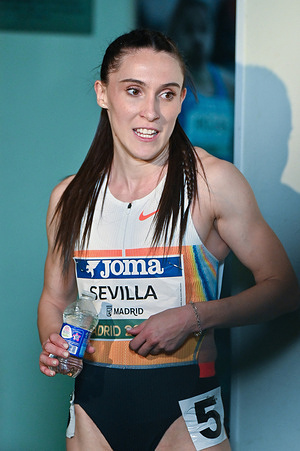 The Spanish athlete Paula Sevilla seen during the World Athletics Indoor Tour Gold at Polideportivo Gallur.