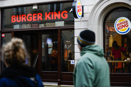 An American multinational chain of hamburger fast food restaurant Burger King store and logo seen in Krakow.