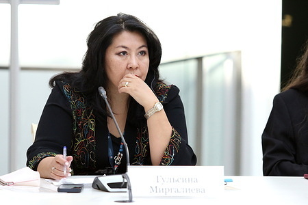 Gulsina Mirgalieva, Artistic Director, Kazakh National Music and Drama Theatre named after K. Kuanyshbaev seen at a session Contemporary Dramaturgy of Asia, Africa, South America, the Arab World, and Russia: Emerging Directing Voices the framework of the XI St. Petersburg International Forum of United Cultures, which is taking place in St. Petersburg.