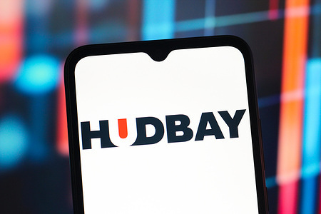 In this photo illustration, the Hudbay Minerals logo is seen displayed on a smartphone screen.