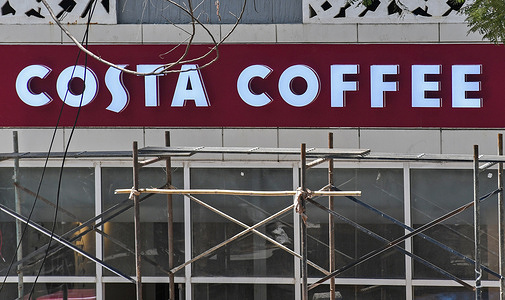 A Costa Coffee signage is seen outside a shop in Mumbai. Costa Coffee is a British coffeehouse chain operating in different countries worldwide. It was acquired by Whitbread in the year 1995 and later on, sold to The Coca-Cola Company in January 2019.
