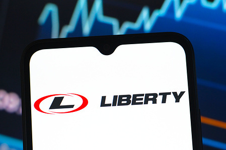 In this photo illustration, the Liberty Energy logo is seen displayed on a smartphone screen.