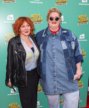 (L-R) Sophie Willan and Jayde Adams seen attending the press night for "Kathy and Stella Solve a Murder!" at The Ambassadors Theatre in London.