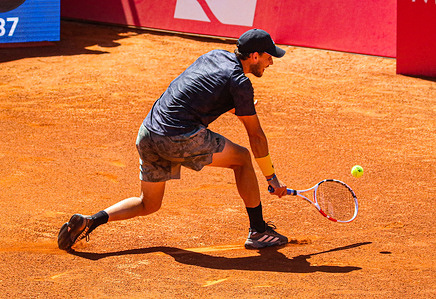 Dominic Thiem of Austria plays against Ben Shelton of USA during the 2nd round of the Millennium Estoril Open tournament at CTE- Clube de Ténis do Estoril. (Final scores; Dominic Thiem 2:0 Ben Shelton)
