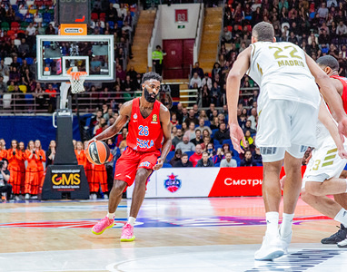 #26 Howard Sant-Roos of CSKA Moscow in action against Real Madrid during the 2019/2020 Turkish Airlines Euroleague Regular Season Round 19 game at Megasport Arena.
(Final score: CSKA Moscow 60 - 55 Real Madrid)
