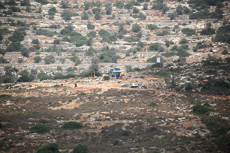 A view of the settlement outpost from which Jewish settlers launched their attack on a Palestinian restaurant near Al-Zaytouna University, close to the city of Salfit in the northern West Bank. The settlers attacked the area surrounding the university, setting fire to the restaurant, shooting at its employees, blocking roads leading to the university, and throwing stones at Palestinian vehicles. Violence has escalated in the West Bank, occupied by Israel since 1967, since the start of the Gaza war in October 2023.