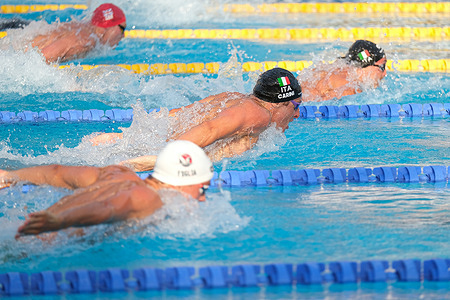 Giacomo Carini of Italy in action during the Men's 200m Butterfly Final A on Day 2 of the International Swimming - 61th "Settecollli" Trophy 2025.