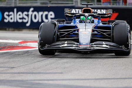 Alexander Albon of Thailand drives the (23) Williams Racing FW47 Mercedes during practice session one ahead of the F1 Grand Prix of Singapore at the Marina Bay Street Circuit.