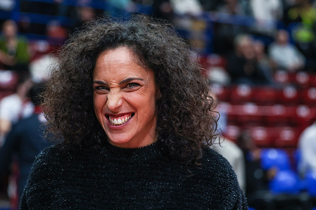 Federica Brignone Italian Alpine Skier and flag bearer for Italy at the 2026 Milano Cortina Winter Olympics seen during Turkish Airlines EuroLeague 2025/26 Regular Season Round 15 game between EA7 Emporio Armani Milano and Panathinaikos Aktor Athens at Unipol Forum in Milan. Final score; EA7 Emporio Armani Milan 96 | 89 Panathinaikos Aktor Athens.