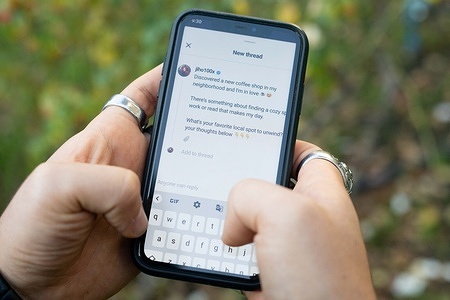 In this photo illustration, a user sees in his download application that Threads will soon be launched, the direct competition for Twitter and which belongs to Meta. Threads will be launched on Thursday in the United States and on Friday for the rest of the world.