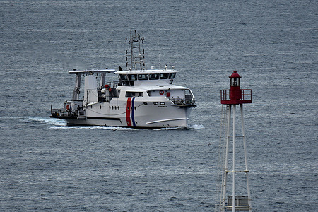 The research and survey vessel Alfred Merlin arrives at the French Mediterranean port of Marseille.