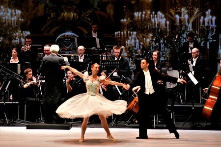 Ballet dancers are seen performing during the event.
The Franz Lehar orchestra presented the best Viennese waltzes by the Vienna Opera's soloists and dancers in Athens