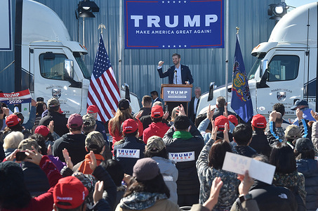 Eric Trump speaking on behalf of his father President Donald Trump, at the Road Scholar, Trucking company during the rally.
Eric Trump speaks to approximately 400 people in Dunmore, PA during a Make America Great Again event and meets local supporters of President Donald J. Trump.
