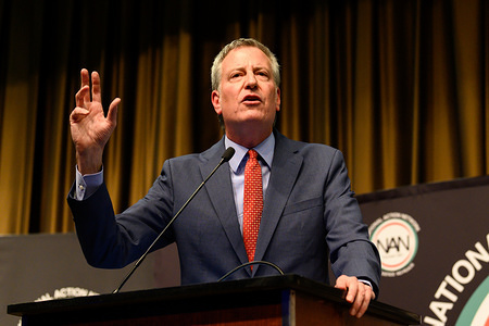 New York City Mayor Bill de Blasio at the National Action Network (NAN) convention in New York City.
