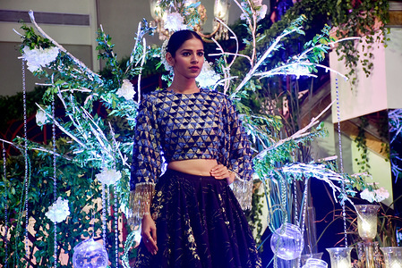 A model seen show casing the collection of designer Vikram Phadnis's fashion show at hotel JW Marriott juhu in Mumbai.