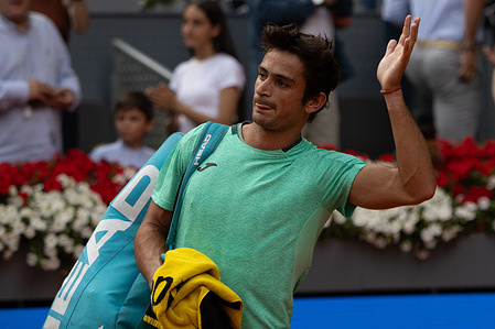 Mariano Navone of Argentina seen after his match against Alexander Zverev of Germany (not in view) during the Mutua Madrid Open tennis tournament. Victory of Alexander Zverev, 6-1, 3-6, 6-3