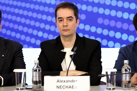 Alexander Nechaev, Deputy General Director, Russian Television and Radio Broadcasting Company (RTR) seen during the Media Revolution: The Impact of Modern Technologies on Television and OTT Video Content session of the XXVIII St. Petersburg International Economic Forum at the Expoforum Convention and Exhibition Center.