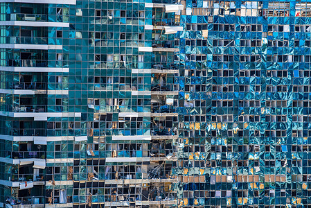 A view of an apartment building destroyed in Tel Aviv during the Iran-Israel war as ballistic missiles hit the city.