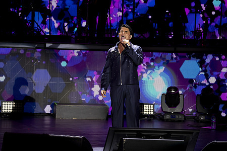 American-born Italian singer -songwriter, Salvatore Michael Sorrentino, aka Sal Da Vinci, performs live at Arena Flegrea in Napoli.
