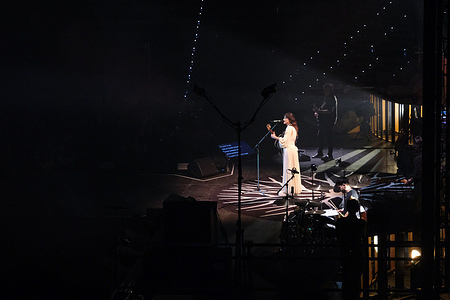 Italian singer, Elisa Toffoli performs live on stage during the “Palasport Live 2025” in Turin.