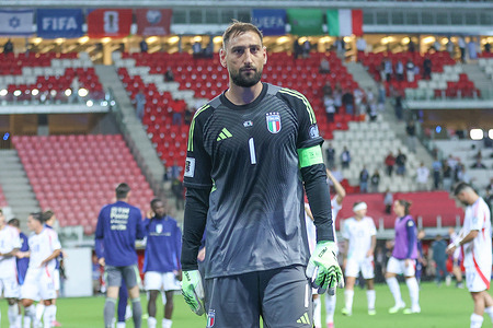 Gianluigi Donnarumma of Italy seen during The European World Cup Qualifiers 2026 football match between Israel and Italy at Nagyerdei Stadion. Final score; Israel 4:5 Italy