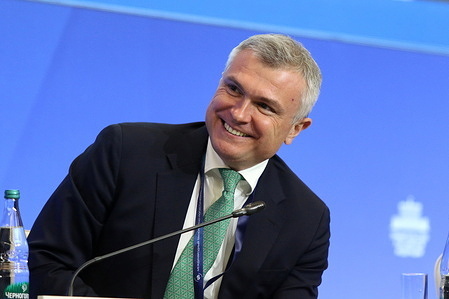 Artem Dovlatov, Deputy Chairman, VEB.RF seen during The Northern Sea Route and the Trans-Arctic Transport Corridor: Creating a New Logistics Axis for Russia session of the International Transport and Logistics Forum at Expoforum 2026.