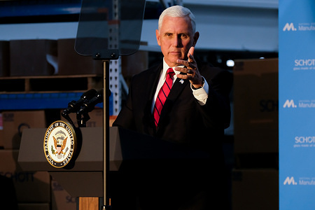 Vice President Mike Pence campaigns at Schott Advanced Optics Corporation in Duryea.