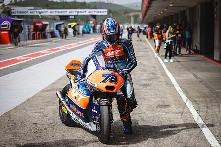 Ai Ogura of Japan of MT Helmet - MSI team seen before the start of the Free Practice Number two MotoGP race of Tissot Grand Prix held at Algarve International Circuit.