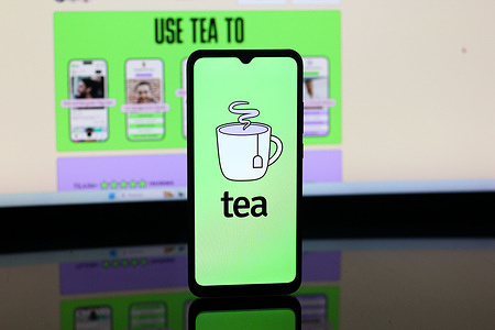 In this photo illustration, the Tea app logo is seen displayed on a smartphone screen.