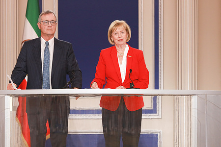 Canadian MP Judy Sgro, alongside Senator Michael L. MacDonald, is seen speaking at the Free Iran 2025 conference. Free Iran 2025, International Conference bringing together parliamentarians and political figures from the UK, Canada, Ireland, Malta, Switzerland, Romania, Portugal, and the Netherlands to address the situation in Iran at NCRI office in North of Paris, Auver Sur Oise.