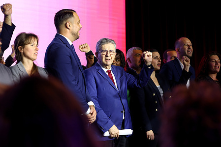 Jean-Luc Mélenchon C) came to support Sébastien Delogu at the final campaign rally in Marseille for the 2026 municipal elections. Jean-Luc Mélenchon, founder of the "La France Insoumise" party, came to a rally in Marseille to support Sébastien Delogu, candidate for Mayor of Marseille in the 2026 municipal elections.