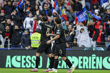 Portugal players celebrate a goal during the FIFA World Cup 2026 Qualifier match between Portugal and Armenia at Estadio do Dragao. Final score Portugal 9 : 1 Armenia