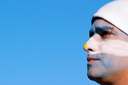 Argentine fan seen with all his face painted.
Thousands of football fans took to the main square in Buenos Aires to see the Argentine national football team play in the first group match vs Iceland.