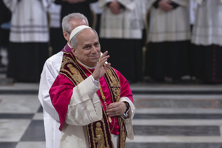Pope Leo XIV visits the Basilica of St. Paul Outside the Walls in Rome.