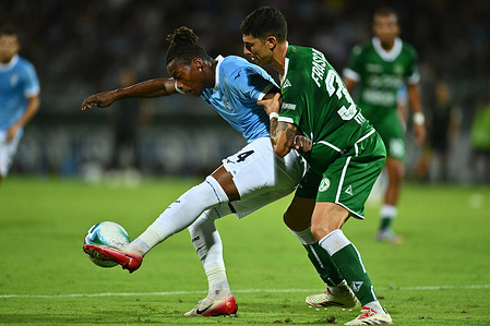 Tijjani Noslin of S.S. Lazio and Paolo Frascatore of U.S. Avellino seen in action during the 3rd Sandro Criscitiello Memorial match between U.S. Avellino and S.S. Lazio at the Benito Stirpe Stadium. Final score; U.S. Avellino 0 : 1 S.S. Lazio.
