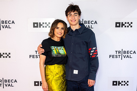 (L-R) Mariska Hargitay and her son August Miklos Friedrich Hermann attend "The Gymnasts of Fisherman Colony" Premiere during the 2026 Tribeca Film Festival at SVA Theatre.