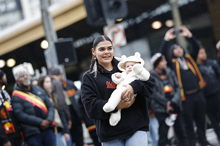 A participant performs a traditional dance during the VIC NAIDOC March. The 2025 NAIDOC March (National Aborigines and Islanders Day Observance Committee) brought together first nations communities and allies to celebrate Aboriginal and Torres Strait Islander cultures, advocate for justice and honour the ongoing struggle for Indigenous rights and sovereignty. The annual event featured speeches, performances and a march highlighting this year’s theme of resilience and self-determination. NAIDOC Week has its roots in the 1938 Day of Mourning protest, one of the first major civil rights gatherings led by Aboriginal activists.