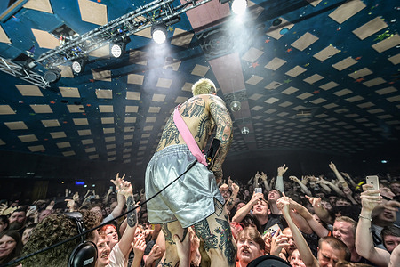 Laurie Vincent seen performing live on stage at The Barrowland Ballroom. English rock band Soft Play (formerly Slaves) return to the world famous Barrowland Ballroom in Glasgow, Scotland.